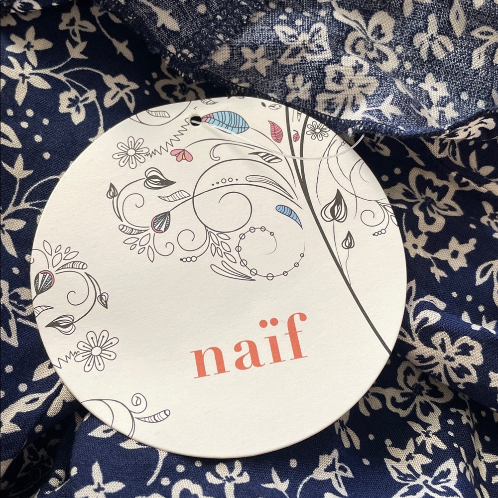 Naif Blue and White Floral Print Dress -NWT - Picture 5 of 6